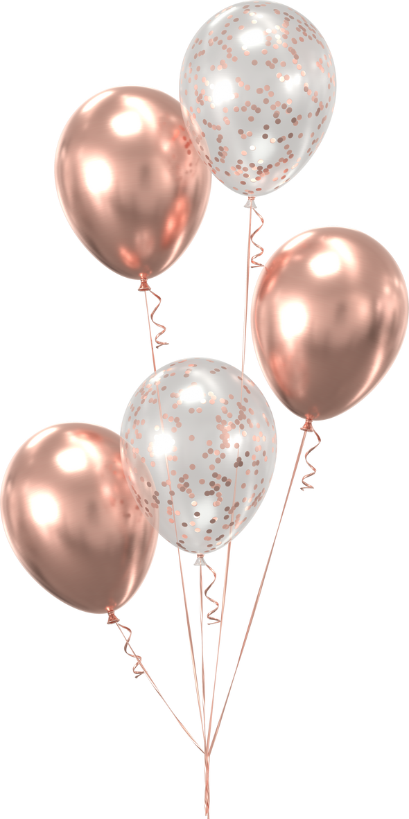 Glossy Rose Gold Transparent Balloon Bundle